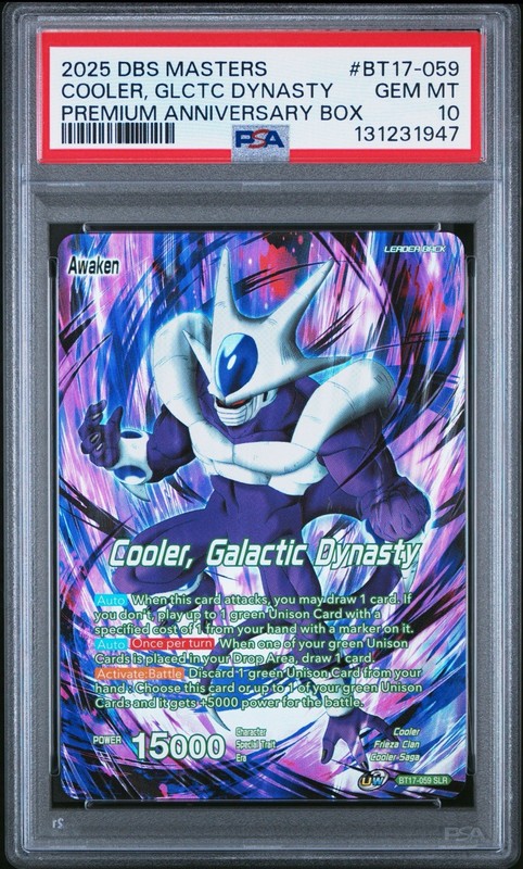 Cooler Galactic Dynasty BT17-059 2025 Anniversary Box Dragon Ball PSA 10