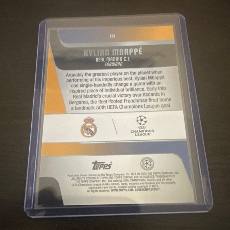 Topps 2026 Kylian Mbappé Real Madrid Pink Holo Foil UEFA CL #112 /250 view 2