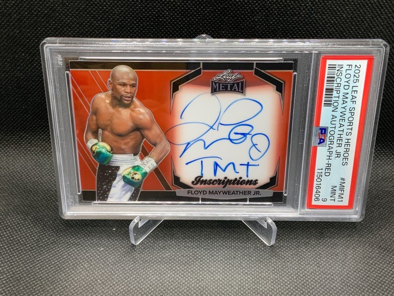 2025 LEAF METAL SPORTS HEROES INSCRIPTION AUTO FLOYD MAYWEATHER JR. /100 PSA 9