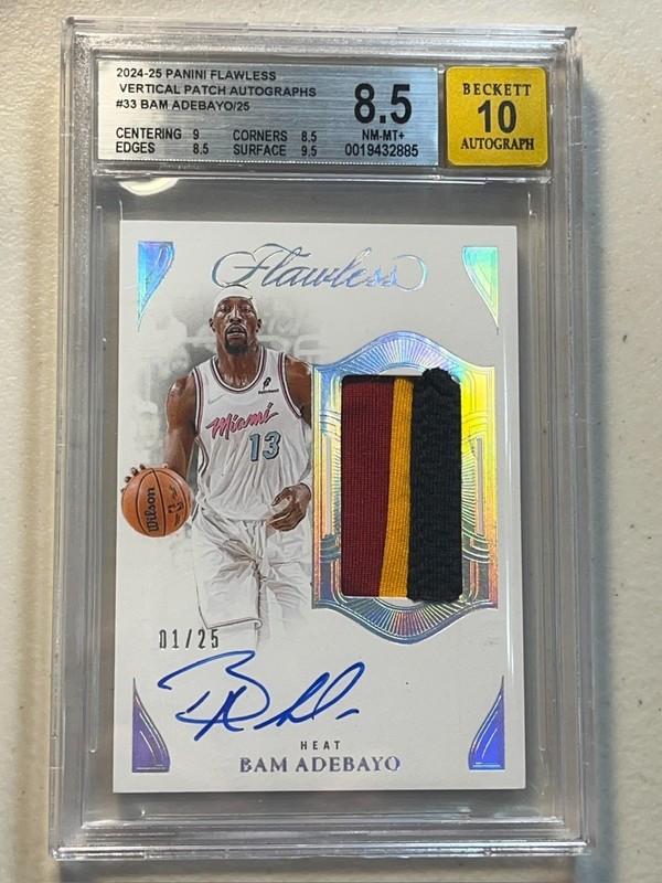 Bam Adebayo BGS 8.5 10 2024 Panini Flawless 1 /25 Vertical Patch Auto Autograph