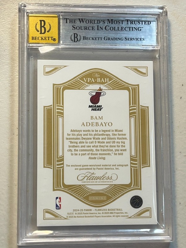 Bam Adebayo BGS 8.5 10 2024 Panini Flawless 1 /25 Vertical Patch Auto Autograph view 2