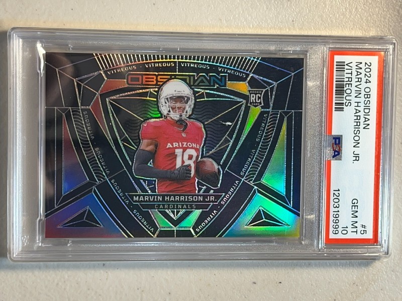 Marvin Harrison Jr. PSA 10 2024 Panini Obsidian Vitreous Rookie RC Case Hit #5