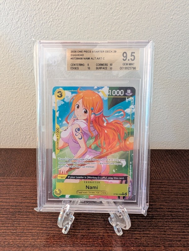 BGS 9.5 Gem Mint Nami ST29-008 Alt Art Promo One Piece Egghead English
