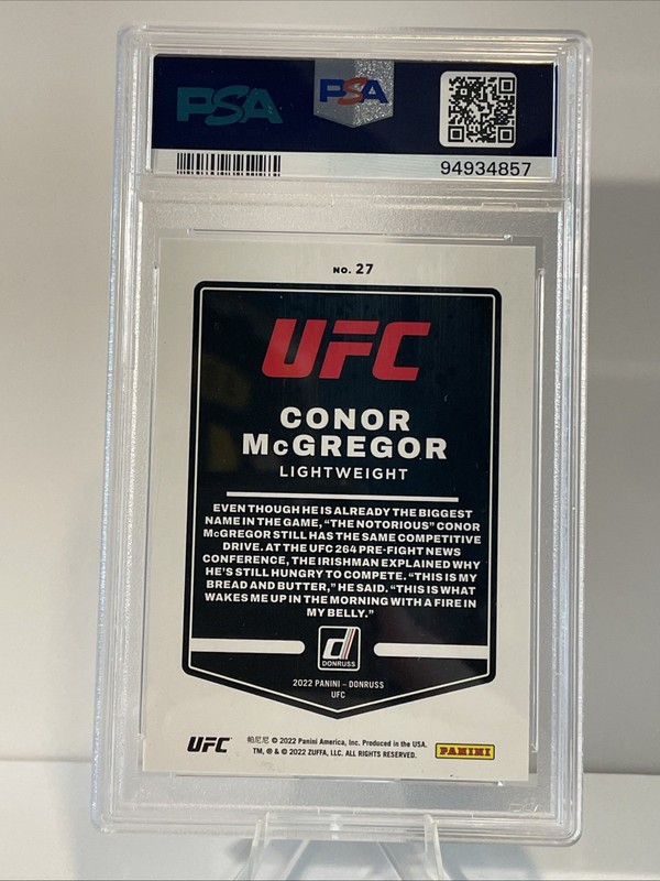2022 Donruss UFC Donruss #27 Conor McGregor Green Flood PSA 10 view 2