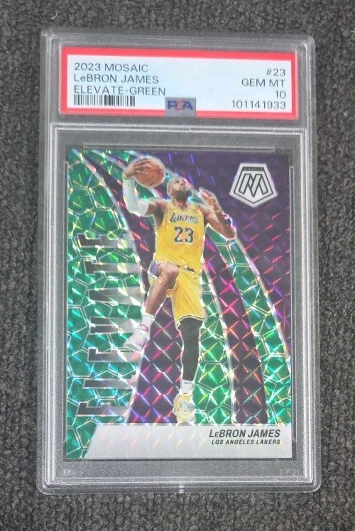 2023 Panini Mosaic Lebron James #23 Elevate Green Mosaic PSA 10 GEM MT Lakers 🏀