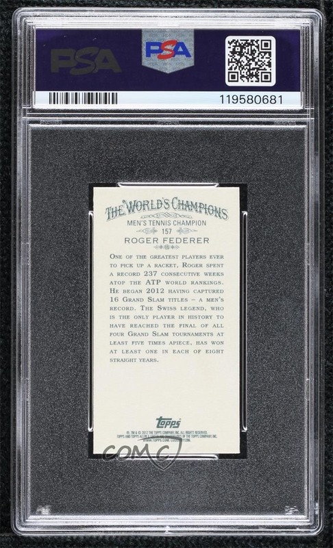 2012 Allen & Ginter's Retail Mini Gold Border Roger Federer PSA 10 GEM MT 8nf view 2