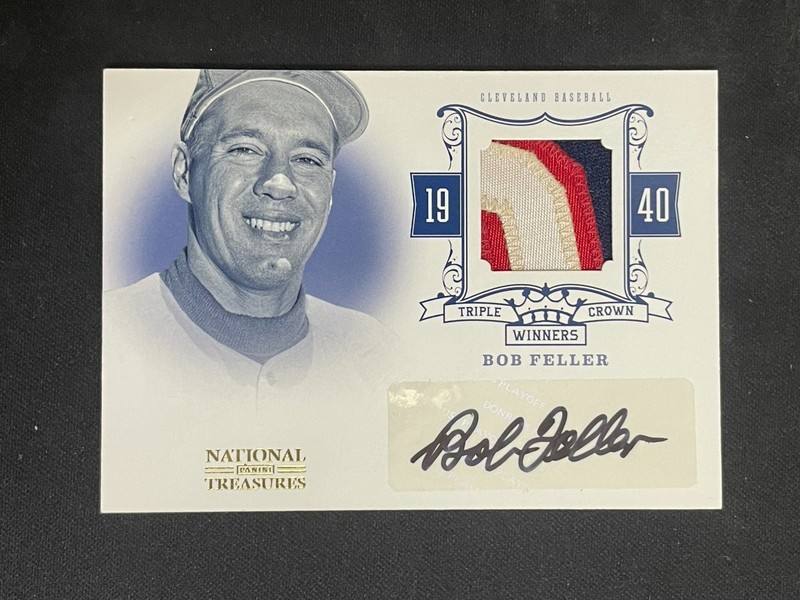 Bob Feller 2012 Panini National Treasures /10 Jersey Auto Patch #3
