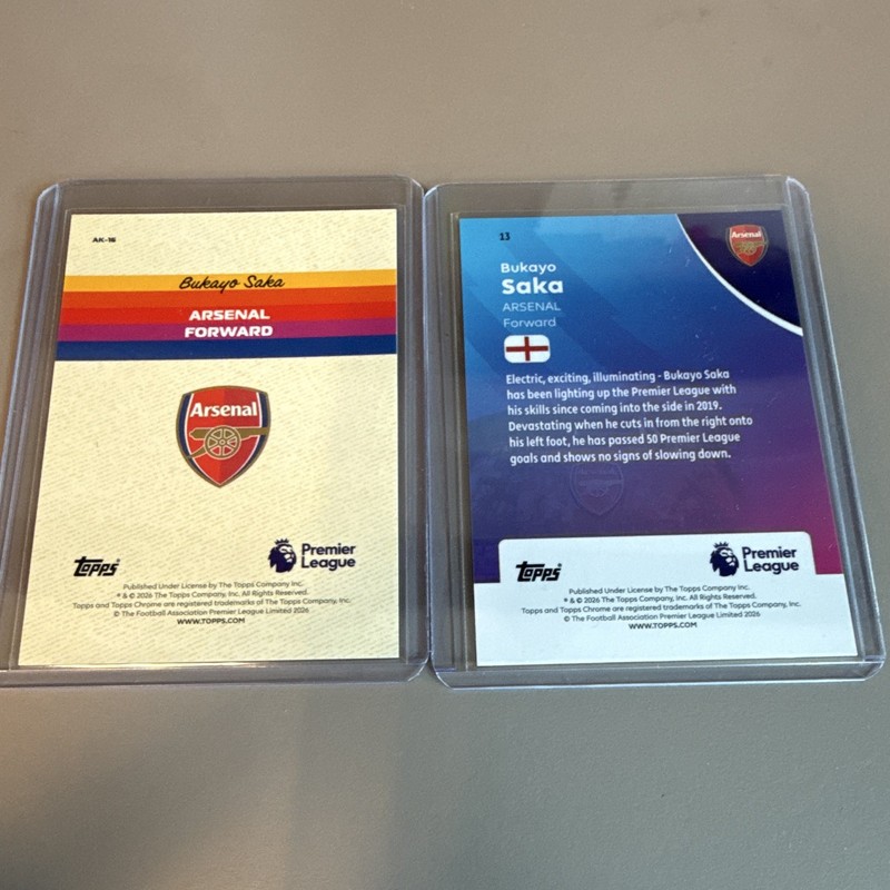 Topps Premier League 2022-23 Bukayo Saka Arsenal Insert AK-16 #13 2 Cards view 2