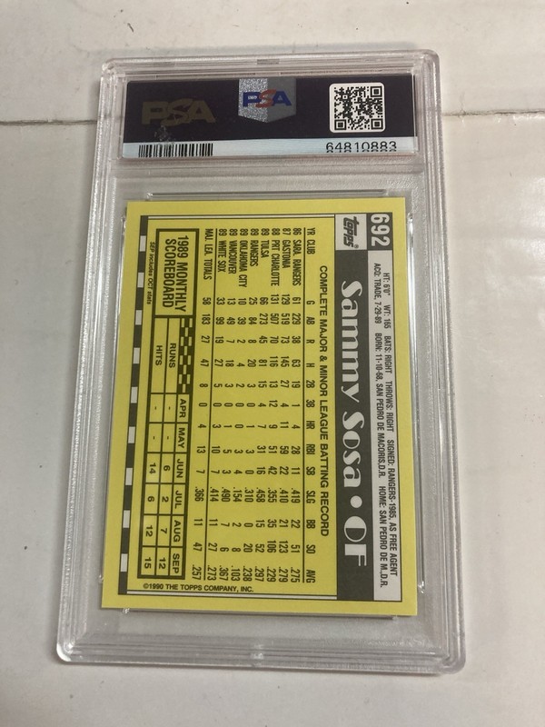 Psa 2 1990 Topps Tiffany Sammy Sosa Rc Rookie #692 view 2