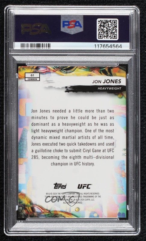 2024 Finest UFC Common Gold Shimmer Refractor 1/39 Jon Jones #61 PSA 9 MINT 0b3o view 2
