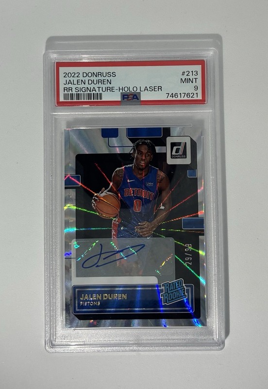 2022-23 Panini Donruss - Rated Rookie Jalen Duren #213 Holo Laser Auto /99 PSA 9