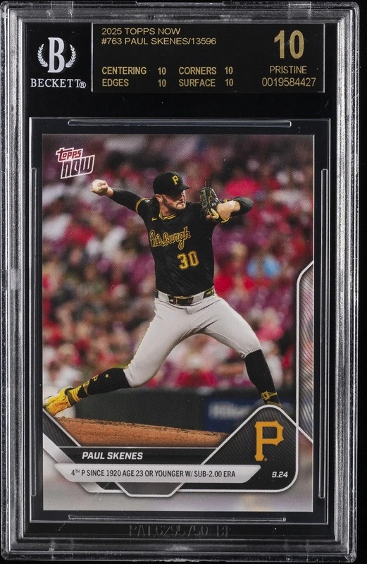 2025 TOPPS NOW #763 PAUL SKENES BGS 10 BLACK LABEL