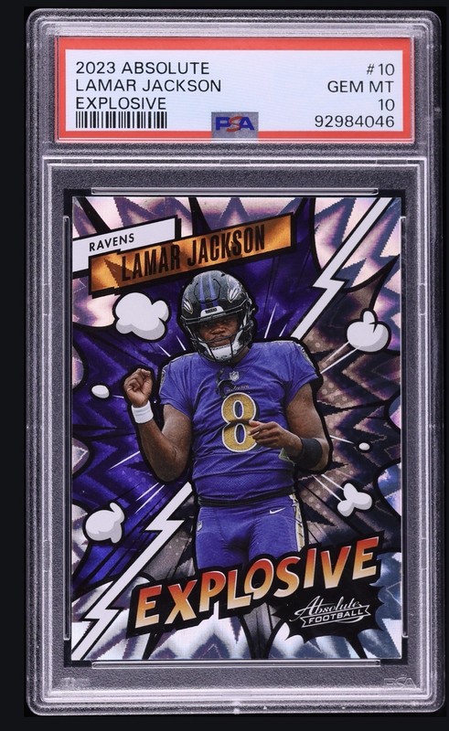 2023 Panini Absolute - Explosive Lamar Jackson #10 PSA 10 Gem Mint
