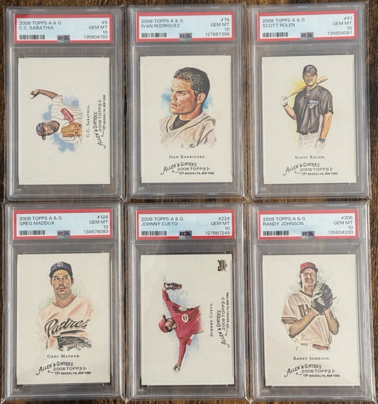 2008 Allen Ginter PSA 10 Sabathia / Rodriguez / Rolen / Maddux / Cueto / Johnson