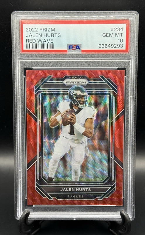 Jalen Hurts Red Wave /149 SP 2022 Panini Prizm #234 Eagles Super Bowl MVP PSA 10