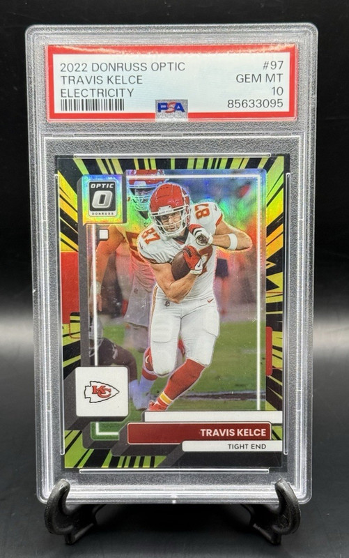 2022 Donruss Optic Travis Kelce Electricity Prizm /65 PSA 10 SSP Chiefs #97