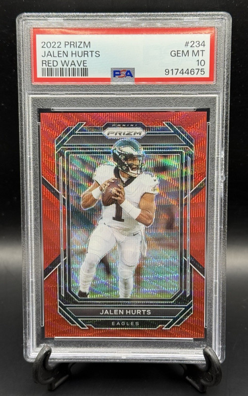Jalen Hurts Red Wave /149 SP 2022 Panini Prizm #234 Eagles Super Bowl MVP PSA 10