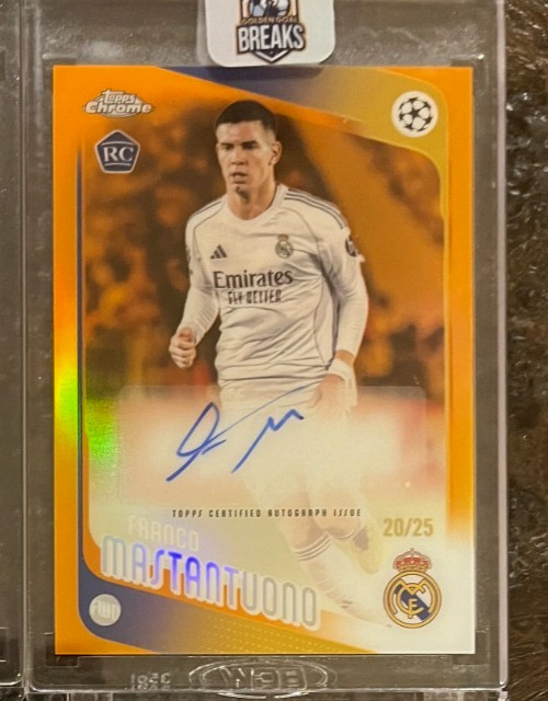 2025-26 Topps Chrome UEFA Franco Mastantuono Orange Refractor Rookie Auto 20/25