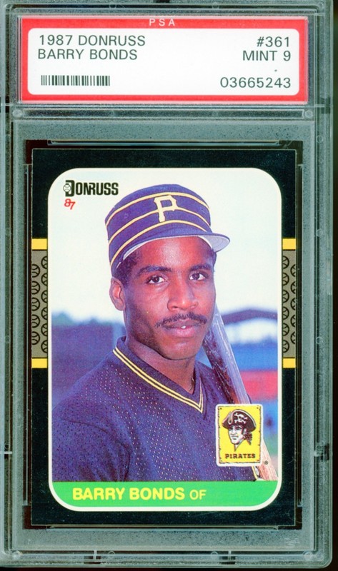 1987 Donruss Barry Bonds Rookie RC #361 PSA 9 Mint Pittsburgh Pirates SF Giants