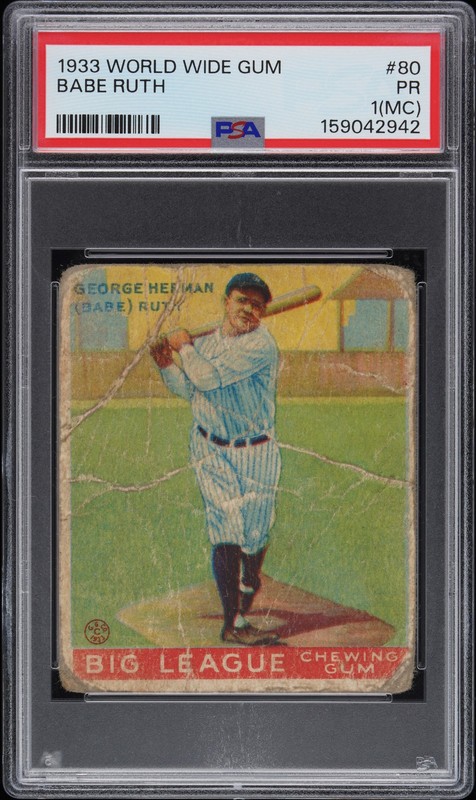 1933 Canadian Goudey World Wide Gum #80 Babe Ruth PSA 1 mc