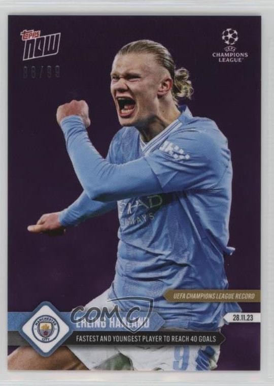 2023-24 Topps Now UEFA Champions League Purple 88/99 Erling Haaland #065 3hd