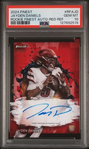 JAYDEN DANIELS ROOKIE PSA 10 AUTO RED /5 2024 Topps Finest Auto #RFAJD GEM MINT