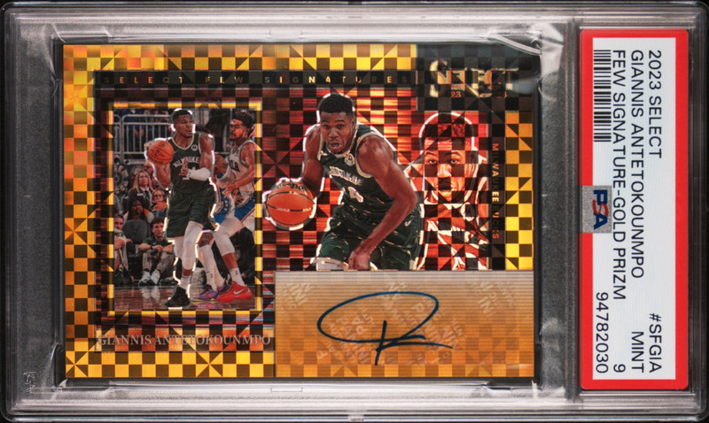 2023 Select Giannis Antetokounmpo Auto Gold Prizm /10 PSA 9
