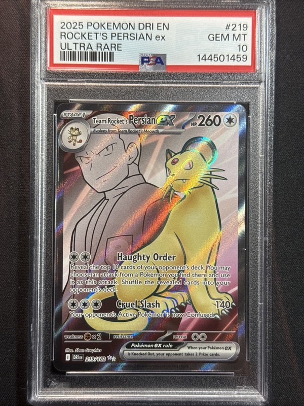 Team Rocket's Persian EX 219/182 Ultra Rare PSA GEM MINT 10