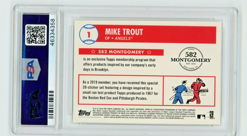 2019 Mike Trout Topps  1967 Test Sticker #1 Monty Set 2 Gem Mint PSA 10 view 2