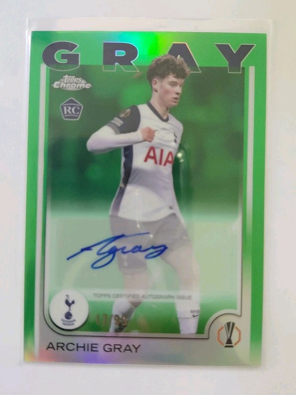2024 Topps Chrome UEFA UCC Archie Gray RC Rookie Auto Green Lava 17/99