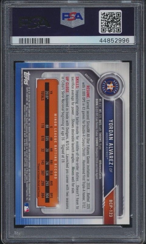 2019 Bowman Chrome Mega Box #123 Yordan Alvarez Mojo Rookie RC PSA 10 GEM MINT view 2
