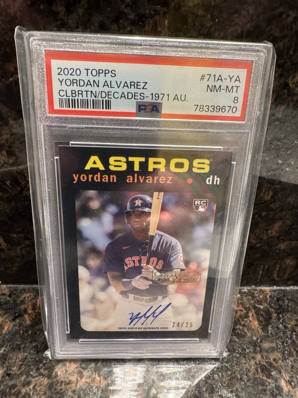 2020 Topps Celebrations Yordan Alvarez Auto PSA 8