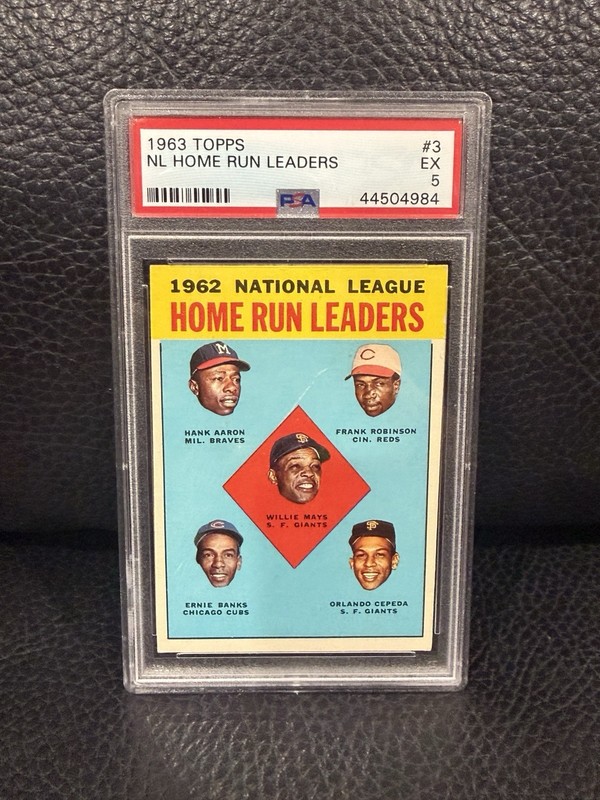 Topps 1963 NL Home Run Leaders #3 PSA 5 Willie Mays Hank Aaron Frank Robinson
