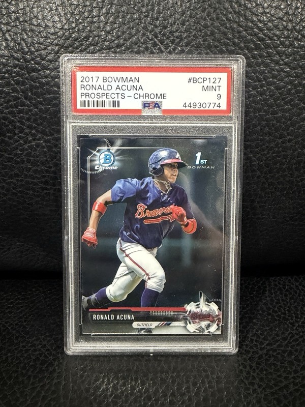 Bowman 2017 Bowman Ronald Acuña Jr. Chrome Prospects #BCP127 1st RC PSA 9