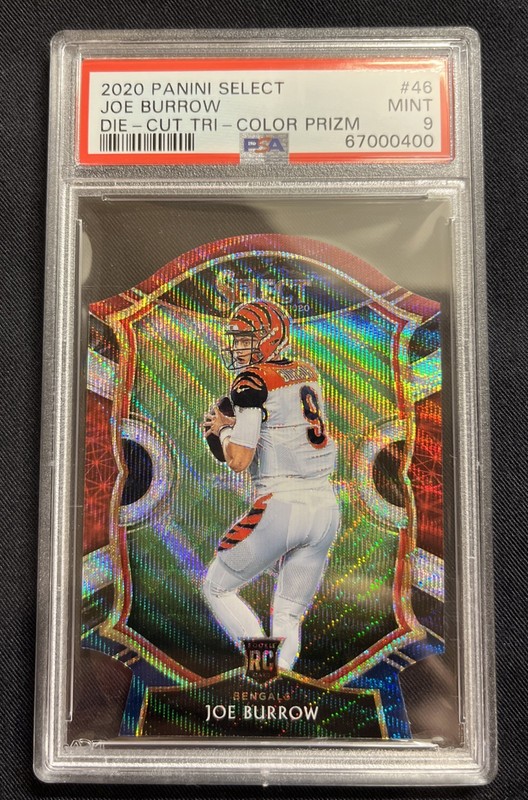 2020 Panini Select - Concourse Die-Cut Tri Color Prizm #46 Joe Burrow RC PSA 9