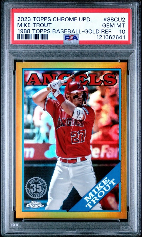 2023 TOPPS CHROME UPDATE 1988 BASEBALL GOLD REFRACTOR MIKE TROUT /50 PSA 10