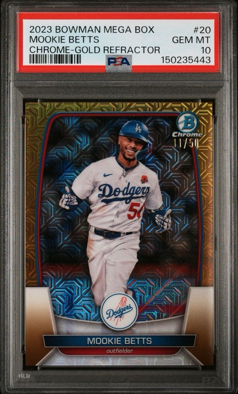 2023 Bowman Chrome Mookie Betts Gold Mojo /50 Dodgers PSA 10