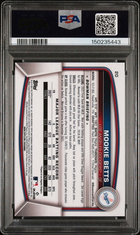 2023 Bowman Chrome Mookie Betts Gold Mojo /50 Dodgers PSA 10 view 2
