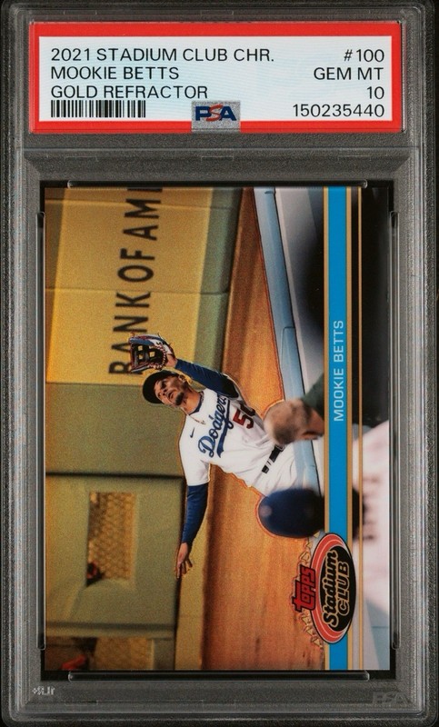 2021 Topps Stadium Club Chrome Mookie Betts Gold Refractor /50 PSA 10 GEM MINT