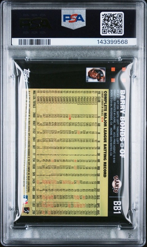 2007 Topps Barry Bonds Home Run King Home Run Touched Base # BB1 PSA 7 view 2