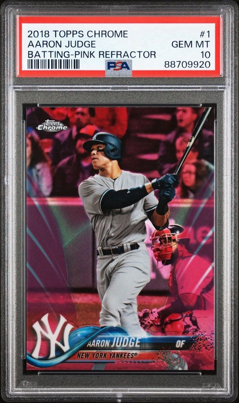2018 Topps Chrome AARON JUDGE Pink Refractor Batting PSA 10 Gem Mint NY Yankees
