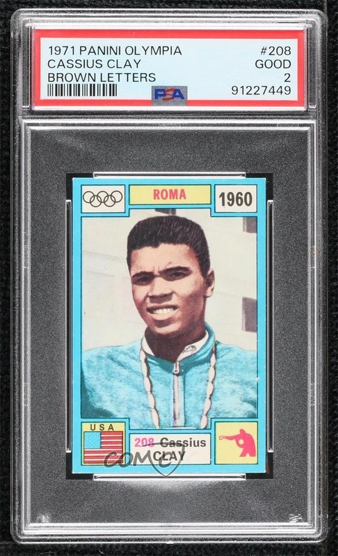 1971 Panini Olympia 1896-1972 Stickers Cassius Clay Jr Muhammad Ali PSA 2 05ga