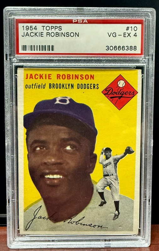 1954 Topps Baseball #10 Jackie Robinson (Brooklyn Dodgers) PSA 4 - Super Clean!