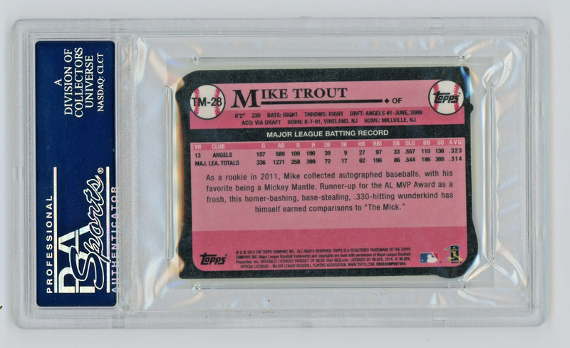 2014 Mike Trout Topps #TM-28 1989 Mini Die-Cut Gem Mint PSA 10 view 2
