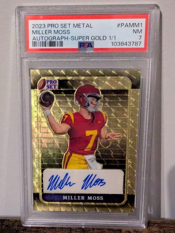 2023 PRO SET METAL Miller Moss ONE OF ONE 1/1 Super Gold AUTO PSA 7 RC