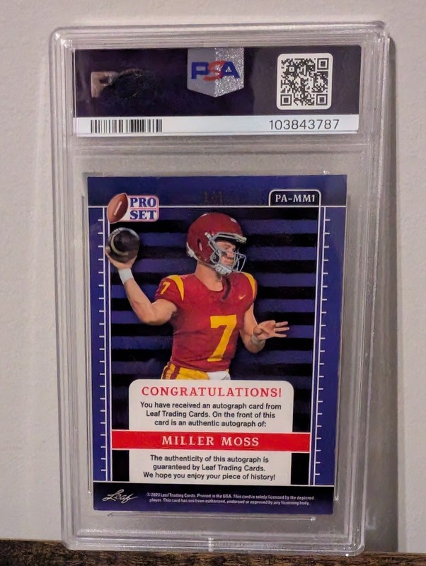 2023 PRO SET METAL Miller Moss ONE OF ONE 1/1 Super Gold AUTO PSA 7 RC view 2