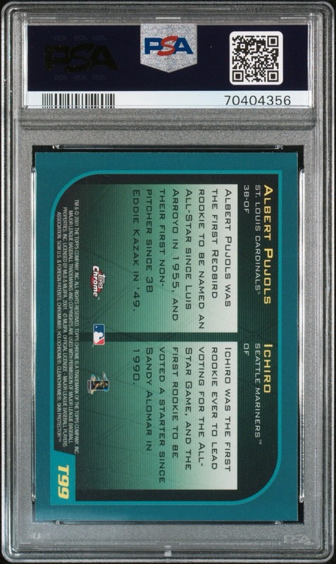 PSA 9 ALBERT PUJOLS-ICHIRO 2001 TOPPS CHROME TRADED ROOKIE SP FUTURE HOF HOT view 2