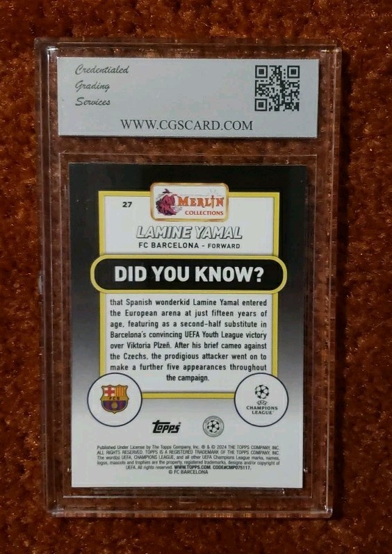*LAMINE YAMAL* 2023-24 Topps Merlin UCC #27 *CGS 10* RC Rookie Card  view 2