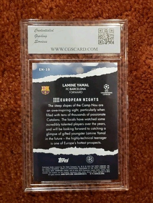 *LAMINE YAMAL* 2023-24 Topps UEFA CC European Nights #EN10 *CGS 10* ROOKIE CARD view 2