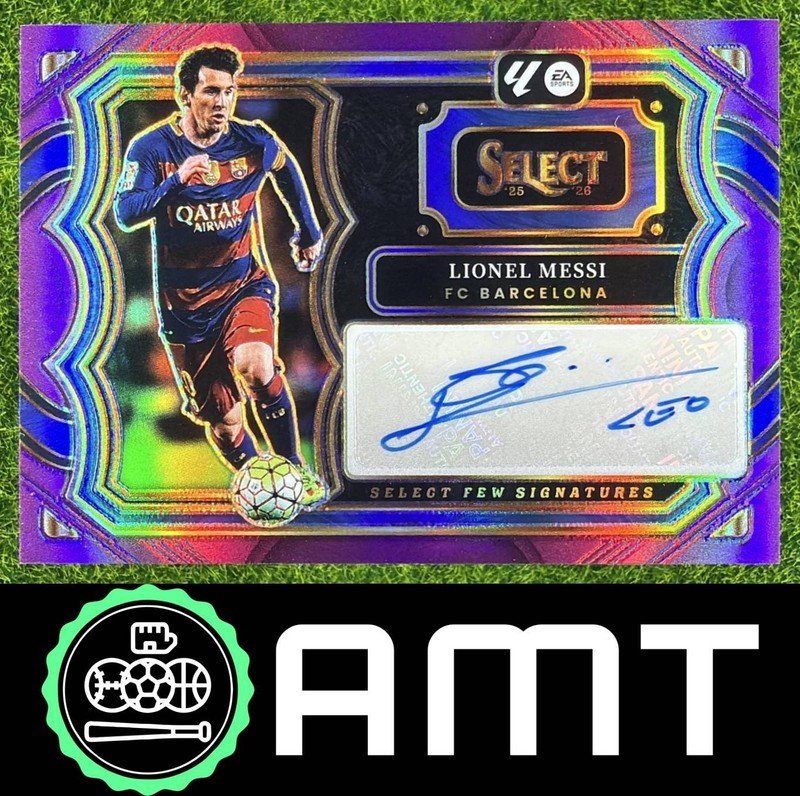 Lionel Messi Auto 2025-26 Panini Select La Liga 25/25 Few Purple Prizm Barcelona